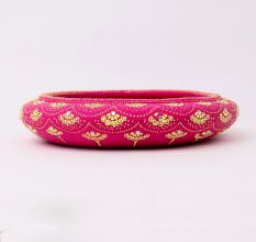 Handcrafted Pink Terracotta Urli with Golden Motifs